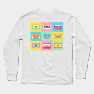 Retro Cassette Tapes in Rainbow Colors Long Sleeve T-Shirt